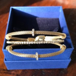 Swarovski crystal and yellow gold tone